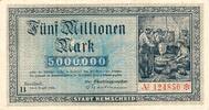 Inflation 1923 DE 5 Mio. Mk. Remscheid , Banknote 5 Millionen Mark Schein gbr. Keller 4515.c , Rheinland 1923 -