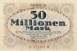 Inflation 1923 DE 50 Mio. Mk. Remscheid , Banknote 50 Millionen Mark Schein unc-kfr. Keller 4515.d , Rheinland -