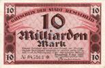 Inflation 1923 DE 10 Mia. Mk. Remscheid , Banknote 10 Milliarden Mark Schein L-gbr. Keller 4515.f , Rheinland -