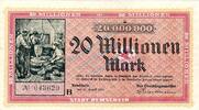 Inflation 1923 DE 20 Mio. Mk. Remscheid , Banknote 20 Millionen Mark Schein gbr. Keller 4515.d Rheinland 1923 -
