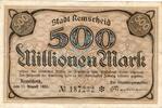 Inflation 1923 DE 500 Mio. Mk. Remscheid , Banknote 500 Millionen Mark Schein gbr. Keller 4515.c Rheinland 1923 -