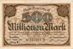 Inflation 1923 DE 500 Mio. Mk. Remscheid , Banknote 500 Millionen Mark Schein gbr. Keller 4515.e Rheinland 1923 -