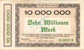 Inflation 1923 DE 10 Mio. Mk. Remscheid , Banknote 10 Millionen Mark Schein gbr. Keller 4515.e Rheinland 1923 -