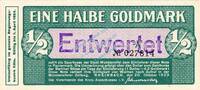 Wertbeständig 1923/24 DE 1/2 Gold Mk. Rheinbach , Banknote 1 halbe Gold Mark Schein unc-kfr.E Müller 4195.1 , Rheinlan -