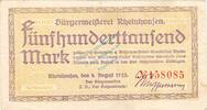 Inflation 1923 DE 500.000 Mk. Rheinhausen , Banknote 500.000 Mark Schein gbr. Keller 4557.a , Rheinland 1923 -