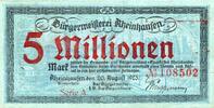 Inflation 1923 DE 5 Mio. Mk. Rheinhausen , Banknote 5 Millionen Mark Schein gbr. Keller 4557.c Rheinland 1923 -