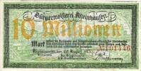 Inflation 1923 DE 10 Mio. Mk. -B- Rheinhausen , Banknote 10 Million Mark -B- gbr. Keller 4557.e , Rheinland 1923 -