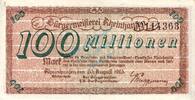 Inflation 1923 DE 100 Mio. Mk. Rheinhausen , Banknote 100 Million Mark unc-kfr. Keller 4557.d , Rheinland 1923 -