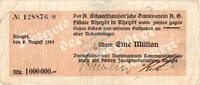 Inflation 1923 DE 1 Mio. Mk. Rheydt , Banknote 1 Million Mark Scheck gbr. Keller 4563.k , Rheinland 1923 Infl -
