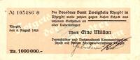 Inflation 1923 DE 1 Mio. Mk. Rheydt , Banknote 1 Million Mark Scheck L-gbr. Keller 4563.g , Rheinland 1923 -