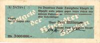 Inflation 1923 DE 3 Mio. Mk. Rheydt , Banknote 3 Millionen Mark Scheck gbr. Keller 4564.e , Rheinland 1923 -