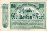 Inflation 1923 DE 100 Mia. Mk. Rheydt , Banknote 100 Milliarden Mark Schein gbr. Keller 4561.u , Rheinland 1923 -