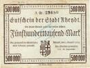 Inflation 1923 DE 500.000 Mk. Rheydt , Banknote 500.000 Mark Schein gbr-. Keller 4561.a , Rheinland 1923 Infla -