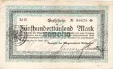 Inflation 1923 DE 500.000 Mk. Rotthausen , Banknote 500.000 Mark Schein gbr. Keller 4651.a , Rheinland 1923 In -