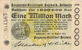 Inflation 1923 DE 1 Mio. Mk. Rotthausen , Banknote 1 Million Mark Schein gbr. Keller 4652.a , Rheinland 1923 -