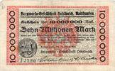 Inflation 1923 DE 10 Mio. Mk. Rotthausen , Banknote 10 Millionen Mark Schein gbr. Keller 4652.b Rheinland 1923 -