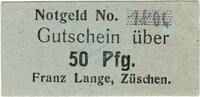 Kleingeld 1914-1922 50 Pf. Züschen , Notgeld 50 Pfennig Schein unc-kfr. Ti.8285.15.17 , Westfalen o.D. Verk -