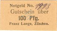 Kleingeld 1914-1922 100 Pf. Züschen , Notgeld 100 Pfennig Schein unc-kfr. Ti.8285.15.19 , Westfalen o.D. Ver -