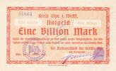 Inflation 1923 DE 1 Bio. Mk. Olpe , Banknote 1 Billion Mark Schein unc-kfr. Keller 4175.g , Westfalen 1923 -