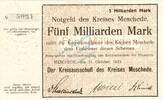 Inflation 1923 DE 5 Mia. Mk. Meschede , Banknote 5 Milliarden Mark Schein unc-kfr. Keller 3529.a , Westfalen -