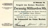 Inflation 1923 DE 20 Mia. Mk. Meschede , Banknote 20 Milliarden Mark Schein unc-kfr. Keller 3529.b , Westfalen -