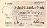 Inflation 1923 DE 10 Mia. Mk. Bestwig , Banknote 10 Milliarden Mark Schein gbr.E Keller 386.c , Westfalen 1923 -
