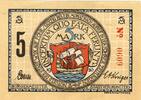 5 Mk. -grosse 5- 1920 Serienscheine DE Wyk , Notgeld 5 Mark Schein --gr. 5-- unc-kfr. M-G 1462.5 , Schleswig Holstein 1 bis 1-