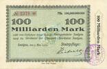 Inflation 1923 DE 100 Mia. Mk. Saulgau , Banknote 100 Milliarden Mark Schein L-gbr. Keller 4721.o , Württemberg -