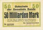 Inflation 1923 DE 50 Mia. Mk. Sande , Banknote 50 Milliarden Mark Schein gbr. Keller 4700.e , Schleswig 1923 I -