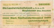 Inflation 1923 DE 500.000 Mk. 1923 Neuhausen , Banknote 500.000 Mark Sch... 49,90 EUR  zzgl. 3,99 EUR Versand