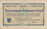 Inflation 1923 DE 2,5 Mio. Mk. 1923 Neuwied , Banknote 2,5 Millionen Mar... 14,90 EUR  zzgl. 4,99 EUR Versand