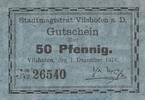 Notgeld DE 50 Pf. Notgeld Stadt Vilshofen , 50 Pfennig Schein in kfr. Tieste 7610.05.26 von 1916 , -