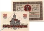Notgeld DE 2 Scheine kpl. Stadt Verden , Set mit 2 Scheinen in kfr. Tieste 7590.05.15-16 -