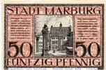Kleingeld 1914-1922 50 Pf. Notgeld Stadt Marburg , 50 Pfennig Schein Reihe IV in kfr. Tieste 4365.05.15 -
