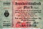 Inflation Deutschland Banknote der Stadt Chemnitz , 100.000 Mark Schein in gbr. Keller 740.b 100.000 Mark 1923 zirkuliert , 3