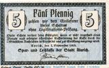 Kleingeld 1914-1922 5 Pf. Notgeld Spar- und Leihkasse Aurich 0270.10.10 , 5 Pfennig Schein in kfr. -