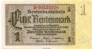Drittes Reich - Rentenbank 1 Rentenmark Schein Reichsbanknote , 1 Rentenmark Schein in kfr. DEU-222.c, Ros.166, P.173 1937 -