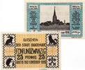 Kleingeld 1914-1922 2 Scheine kpl. Notgeld Stadt Buxtehude 1055.05.15-16 , Set mit 2 Scheinen in kfr. von 1919 -