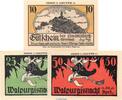 Seriennotgeld Deutschland 3 Scheine kompl. Notgeld Stadt Kahla 665.1.b , Leuchtenburg-Wirtschaft Set mit 3 Scheinen in kfr -