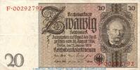 DE 20 Mk. Reichsbanknote , 20 Mark Schein -Kriegsdruck- in gbr. DEU-184.c, Ros.174, P.181 -