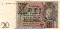 Weimarer Republik - Reichsbank 20 Mark Schein C , V bis Z Reichsbanknote , 20 Mark Schein C , V-Z , in gbr. DEU-184.a, Ros.174, P.181 -