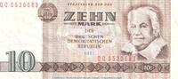DDR 10 Mark Banknote , 10 Mark Schein in gbr. DDR-21.a,c Ros.359, P.28 von 1971 , DDR -