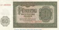 Deutsche Notenbank DDR 50 Mark Schein Banknote , 50 Mark Schein in gbr. DDR-7.a, Ros.345, P.14 , von 1948 , DDR -