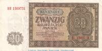 Deutsche Notenbank DDR 20 Mk. Banknote , 20 Mark Schein in gbr. DDR-6, Ros.344, P.13 , von 1948 , Notenbank -