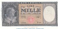 Banknote Italien 1.000 Lire Schein 1948-61 Banknote Italien , 1.000 Lire Schein in kfr. P.88.b , 11.02.1949 , Bank of Italy -