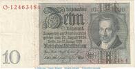Weimarer Republik - Reichsbank 10 Reichsmark - B 3 - Reichsbanknote , 10 Mark Schein -B 3- in gbr. DEU-183.a, Ros.173, P.180 , 1929 -