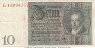 Weimarer Republik - Reichsbank 10 Reichsmark - B 1 - Reichsbanknote , 10 Mark Schein -B 1- in gbr. DEU-183.a, Ros.173, P.180 , 1929 -