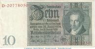 Weimarer Republik - Reichsbank 10 Reichsmark - F 1 - Reichsbanknote , 10 Mark Schein -F 1- in f-kfr. DEU-183.a, Ros.173, P.180 , 1929 -