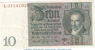 Weimarer Republik - Reichsbank 10 Reichsmark - K - Reichsbanknote , 10 Mark Schein - K - in gbr. DEU-183.b, Ros.173, P.180 , 1929 -