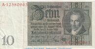 Weimarer Republik - Reichsbank 10 Reichsmark -R 1- Reichsbanknote , 10 Mark Schein -R 1- in gbr. DEU-183.a, Ros.173, P.180 , 1929 -
